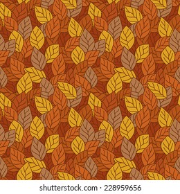 Seamless pattern with leaves in red color.