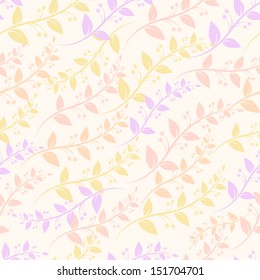 Seamless pattern with leaves in retro style. Soft colors. Can be used to web design, fabric design, decorative paper, etc. 
