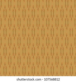 seamless pattern with leaves and seeds on beige background