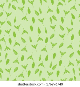 Seamless pattern with leaves in shades of green. Can be used as background wallpaper.