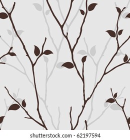 Seamless pattern with leaves silhouette. Nature background with tree branches. Vector  seamless wallpaper with decorative twigs