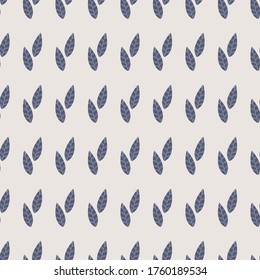 Seamless pattern with leaves silhouette on the grey background. Classic template for home textile, wallpaper, decoration, book cover, wrapping paper, curtain.