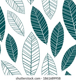 Seamless pattern leaves silhouettes vector illustration