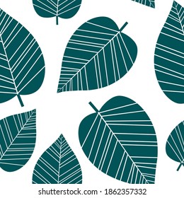 Seamless pattern leaves silhouettes vector illustration