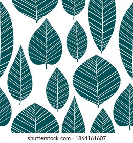 Seamless pattern leaves silhouettes vector illustration