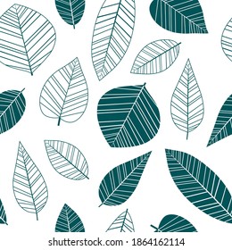 Seamless pattern leaves silhouettes vector illustration