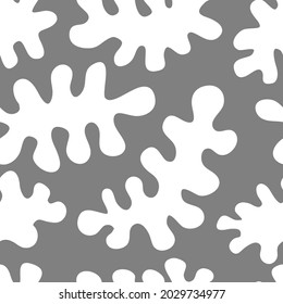 Seamless pattern of leaves similar to worms or caterpillars.  Monochrome Vector flat graphic illustration. 