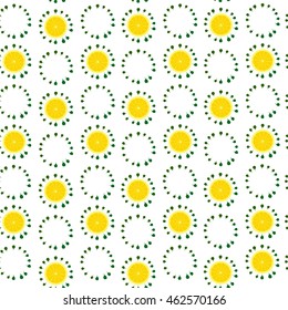 seamless pattern with leaves and slices of lemon