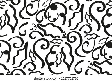 seamless pattern leaves spiral dots background