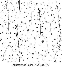 Seamless pattern with leaves, stamps, prints. Floral background with leaf texture.
