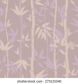 Seamless pattern with leaves and stems of bamboo.
