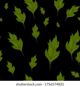 seamless pattern with leaves. Summer, natural background. Hand drawing.