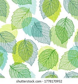 Seamless pattern with leaves. Textured background with autumn plants. Natural element. Textile print. Vector season  banner, template, greeting card, wallpaper. Modern texture. 