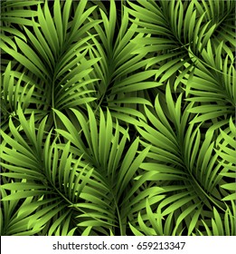 Seamless pattern. Leaves of a tropical palm tree.