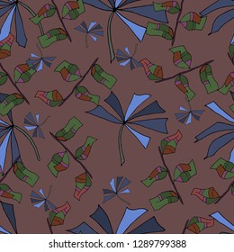 Seamless pattern of leaves of tropical plants.