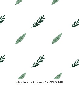 Seamless pattern of leaves and twigs. Spring and summer decor. Natural pattern.