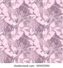 Seamless pattern with leaves twigs. Vector background.