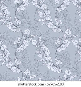 Seamless pattern with leaves twigs. Vector background.