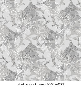 Seamless pattern with leaves twigs. Vector background.