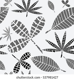 Seamless pattern of leaves. Vector background.