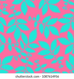 Seamless pattern with leaves, vector illustration. 