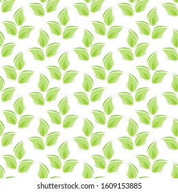 Seamless pattern with leaves. Vector illustration. Design element for fabric, banner, wrapping paper, wallpaper.