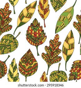 Seamless pattern with leaves. Vector illustration