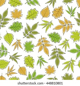 Seamless pattern with leaves - vector illustration