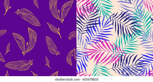 Seamless pattern leaves vector illustration nature design floral summer plant textile
