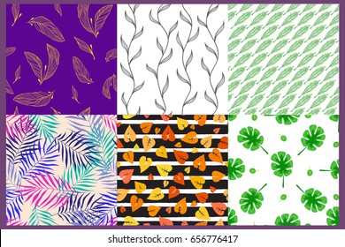 Seamless pattern leaves vector illustration nature design floral summer plant textile