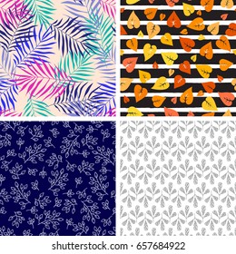 Seamless pattern leaves vector illustration nature design floral summer plant textile