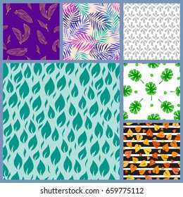 Seamless pattern leaves vector illustration nature design floral summer plant textile