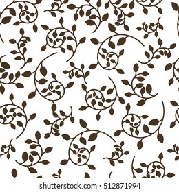 Seamless pattern of leaves. Vector outline illustration