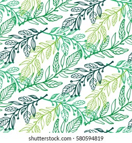 Seamless  pattern with leaves in vintage style. Background for your design wallpapers, pattern fills, web page, surface textures.