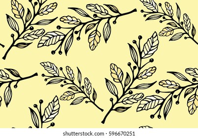Seamless  pattern with leaves in vintage style. Background for your design wallpapers, pattern fills, web page, surface textures.