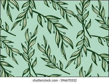 Seamless  pattern with leaves in vintage style. Background for your design wallpapers, pattern fills, web page, surface textures.