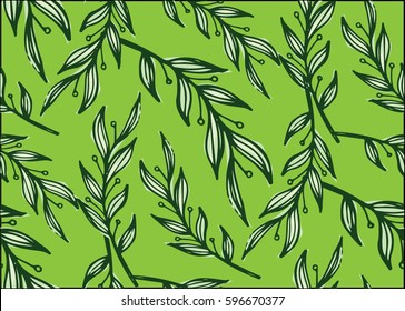 Seamless  pattern with leaves in vintage style. Background for your design wallpapers, pattern fills, web page, surface textures.