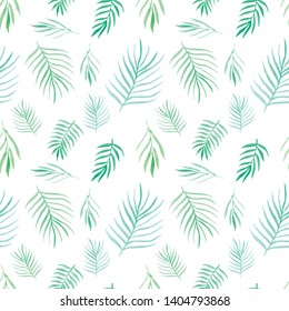 Seamless pattern with leaves watercolor background. Vector illustration.