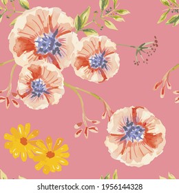 Seamless pattern leaves watercolor illustration. vector design for fashion, fabric, wallpaper and all prints on background earth tone color.