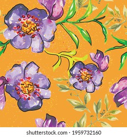 Seamless pattern leaves watercolor illustration. vector design for fashion, fabric, wallpaper and all prints on background earth tone color.