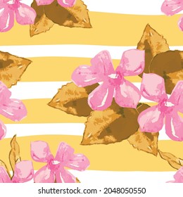 Seamless pattern leaves watercolor illustration. vector design for fashion, fabric, wallpaper and all prints on background earth tone color.