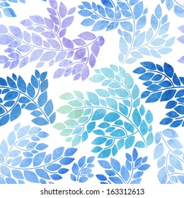 Seamless pattern with leaves. Watercolor vector background