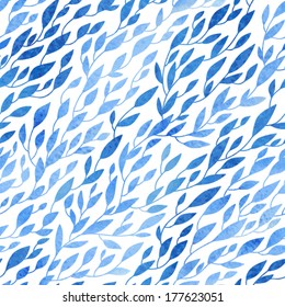 Seamless pattern with leaves. Watercolor vector background