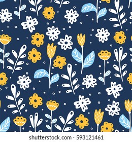 Seamless pattern with leaves white background. Cute elegant flowers vector illustration for poster or cover. Figure for textiles. Decorative floral elements for invitation and postcard design.