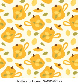 Seamless Pattern with Lemon design mug and Leaves