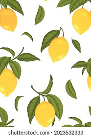 Seamless pattern of Lemon fruit background template. Vector set of lemon element for advertising, packaging design of lemon tea products and fashion design.