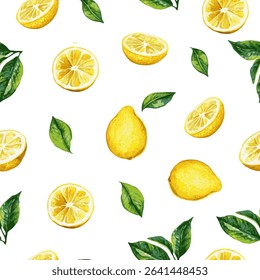 Seamless pattern of Lemon fruit background template. Vector set of lemon element for advertising.
