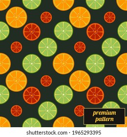 seamless pattern with lemon fruit pattern on black background