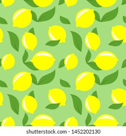 Seamless pattern with lemon fruits