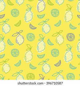 seamless pattern with lemon fruits